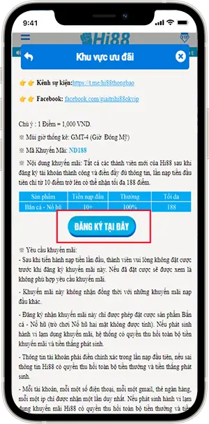 Bước 3: Chọn "Đăng ký tại đây"
